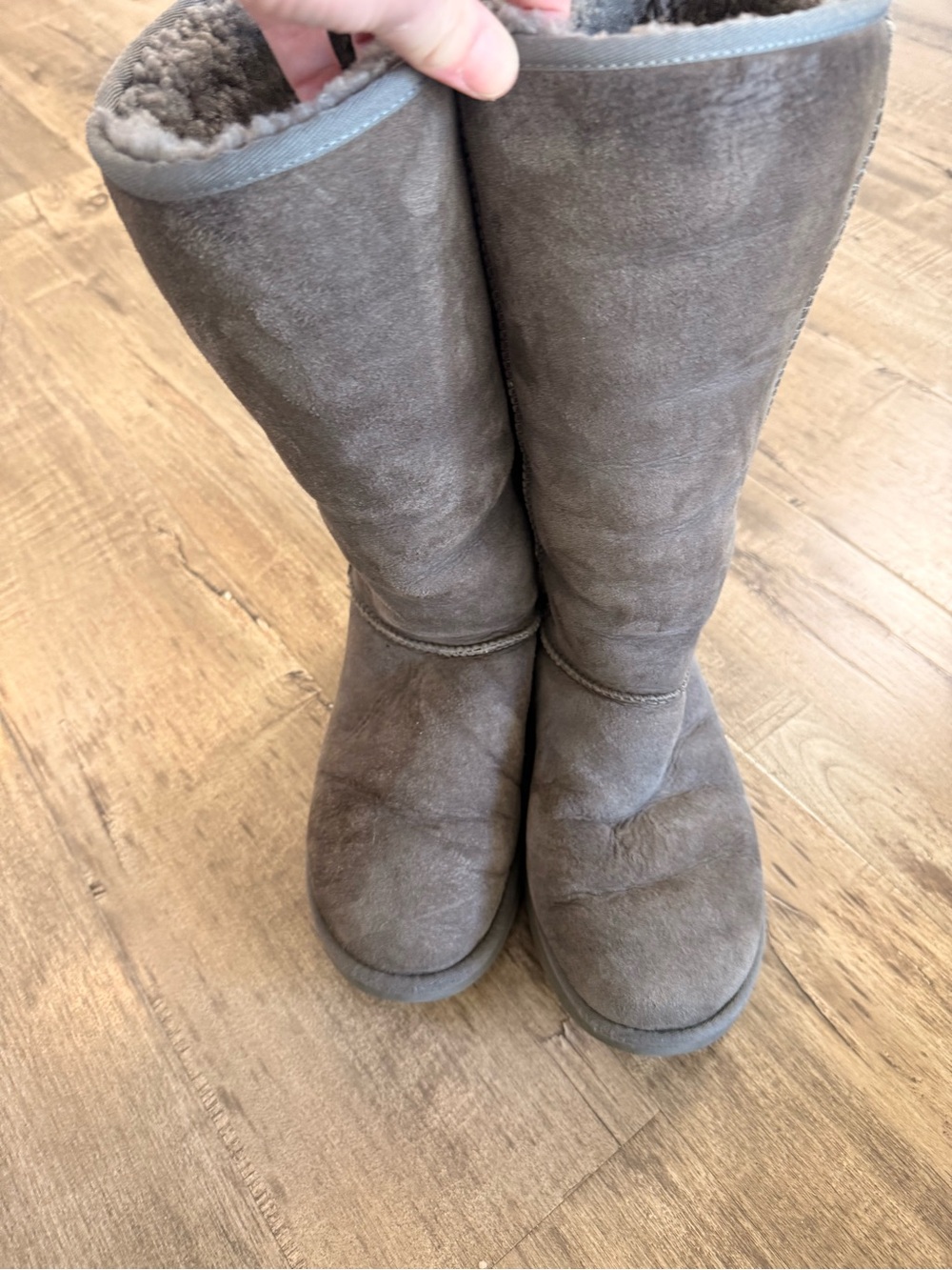 UGG Tall Gray Suede Shearling Boots